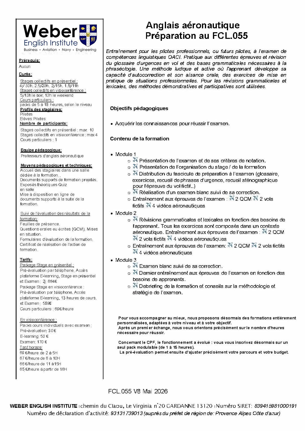 Préparation au FCL.055D